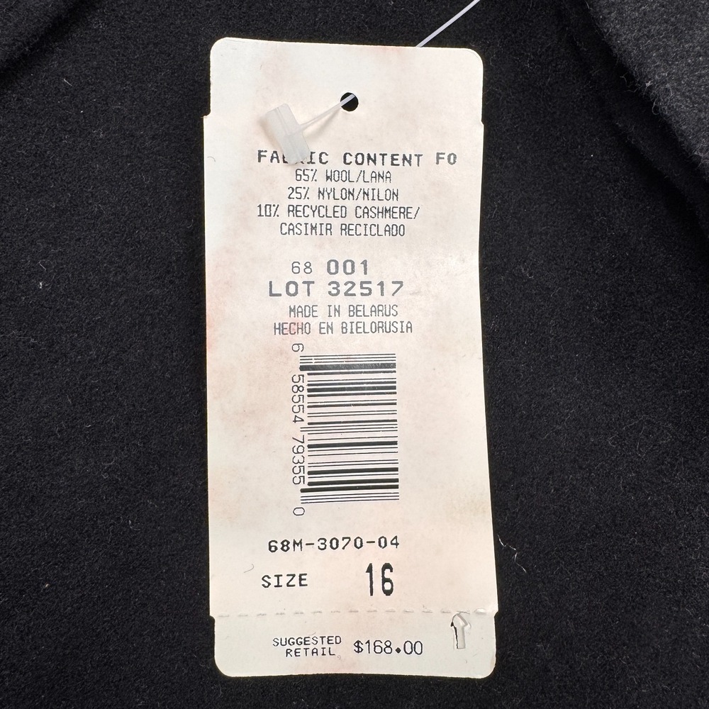 Vintage HB II Harvé Benard Women Black Wool Cashmere Coat NWT 16 - Picture 3 of 7